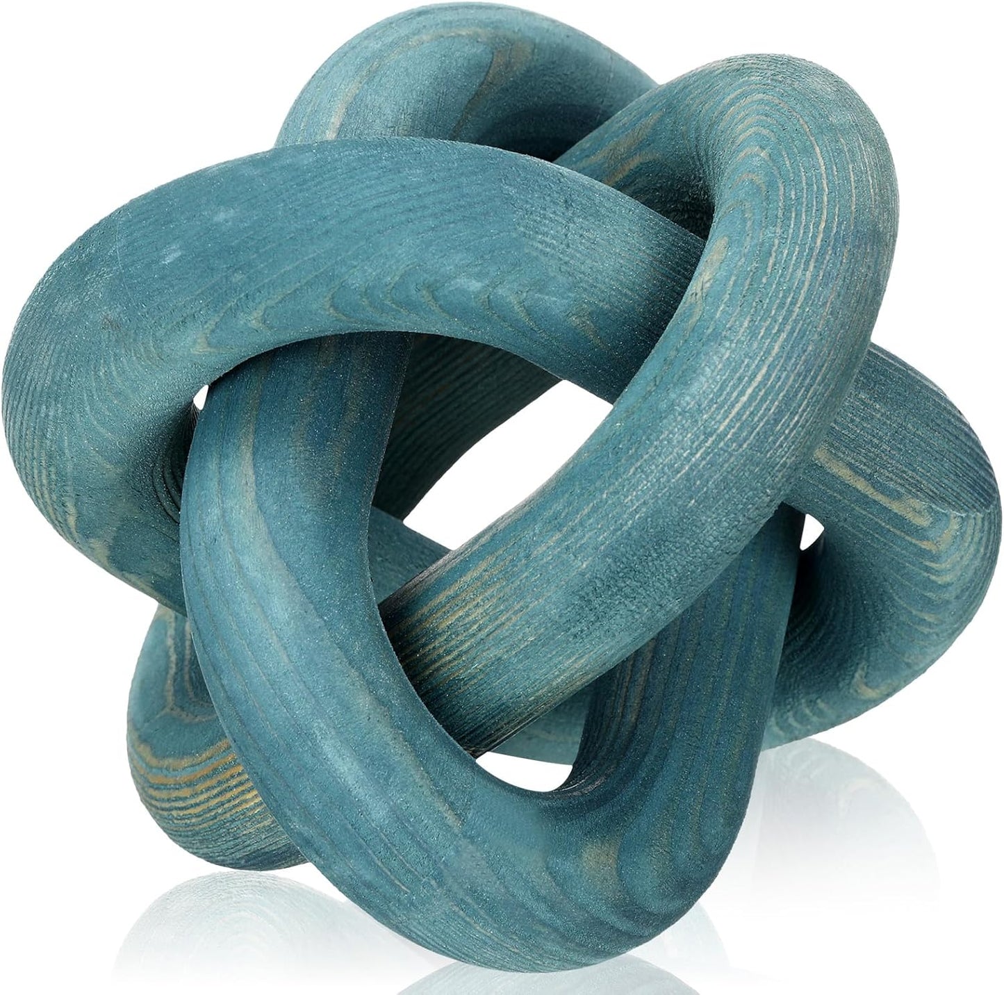 3 Link Wood Knot Decor Rustic Home Décor Accents Hand Carved Coffee Table Decoration, Boho Chain Link Decoration, Modern Shelf, Rustic Objects for Home Living Room Bedroom(Yellow)