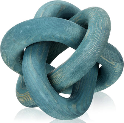 3 Link Wood Knot Decor Rustic Home Décor Accents Hand Carved Coffee Table Decoration, Boho Chain Link Decoration, Modern Shelf, Rustic Objects for Home Living Room Bedroom(Yellow)