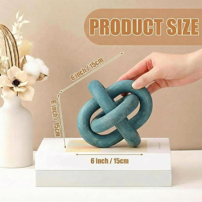 3 Link Wood Knot Decor Rustic Home Décor Accents Hand Carved Coffee Table Decoration, Boho Chain Link Decoration, Modern Shelf, Rustic Objects for Home Living Room Bedroom(Yellow)