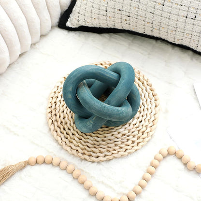 3 Link Wood Knot Decor Rustic Home Décor Accents Hand Carved Coffee Table Decoration, Boho Chain Link Decoration, Modern Shelf, Rustic Objects for Home Living Room Bedroom(Yellow)