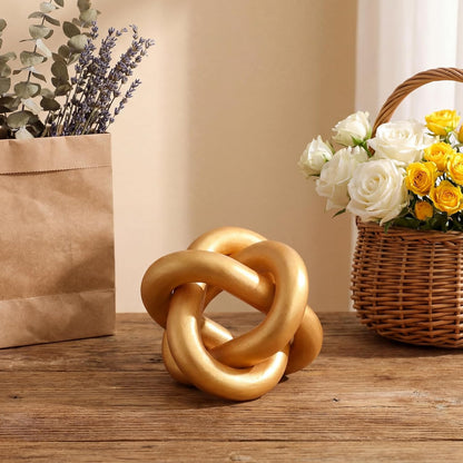 3 Link Wood Knot Decor Rustic Home Décor Accents Hand Carved Coffee Table Decoration, Boho Chain Link Decoration, Modern Shelf, Rustic Objects for Home Living Room Bedroom(Yellow)