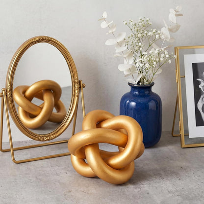 3 Link Wood Knot Decor Rustic Home Décor Accents Hand Carved Coffee Table Decoration, Boho Chain Link Decoration, Modern Shelf, Rustic Objects for Home Living Room Bedroom(Yellow)