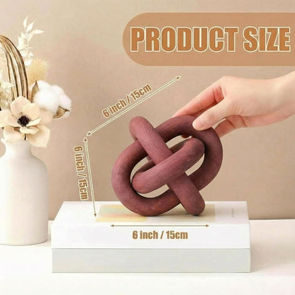 3 Link Wood Knot Decor Rustic Home Décor Accents Hand Carved Coffee Table Decoration, Boho Chain Link Decoration, Modern Shelf, Rustic Objects for Home Living Room Bedroom(Yellow)