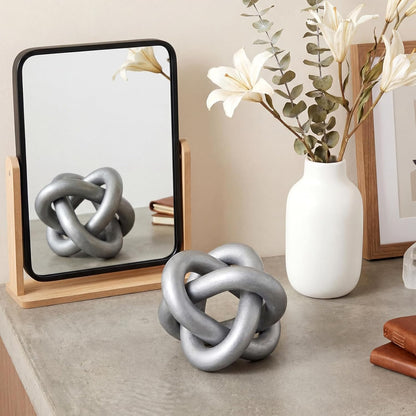 3 Link Wood Knot Decor Rustic Home Décor Accents Hand Carved Coffee Table Decoration, Boho Chain Link Decoration, Modern Shelf, Rustic Objects for Home Living Room Bedroom(Yellow)