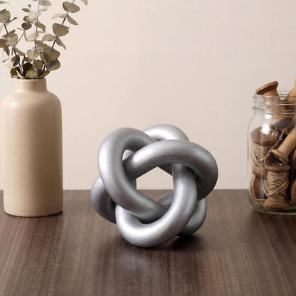 3 Link Wood Knot Decor Rustic Home Décor Accents Hand Carved Coffee Table Decoration, Boho Chain Link Decoration, Modern Shelf, Rustic Objects for Home Living Room Bedroom(Yellow)