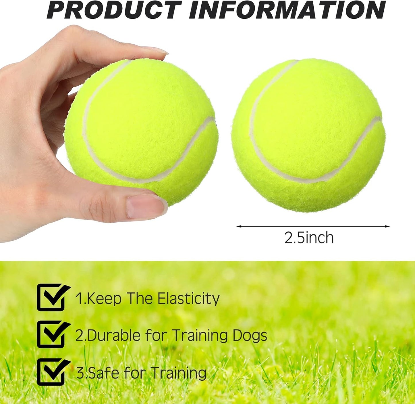 48 Pcs Standard Pressure Tennis Balls Bulk, Training Tennis Balls Practice for Player Beginner Training Sports Ball, 2.5 Inch