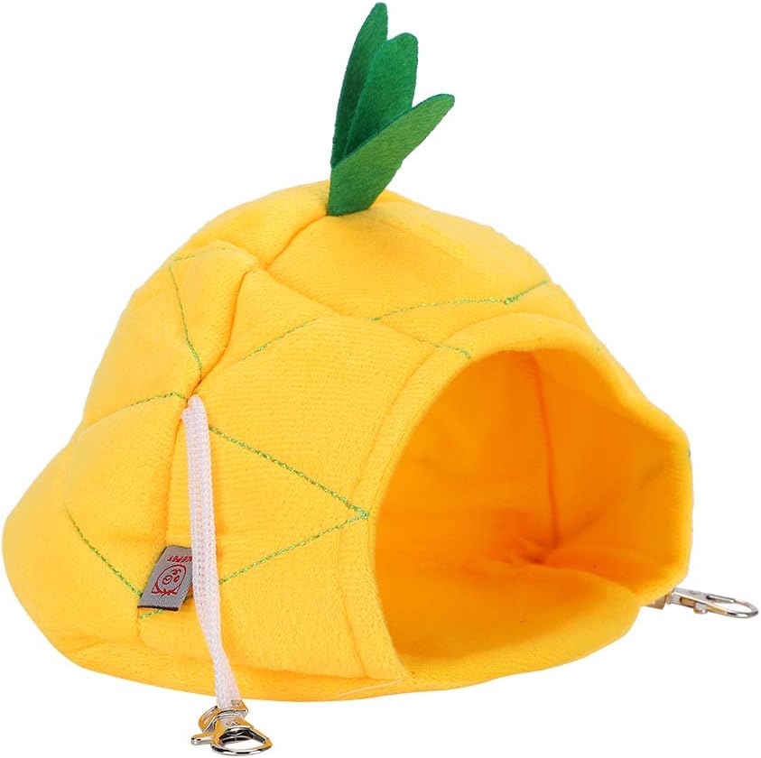 Small Animal Cozy Bed, Cotton Pet Hammock with Thickened Bottom Fixed Hooks for Golden Hamsters Guinea Pigs (Yellow)