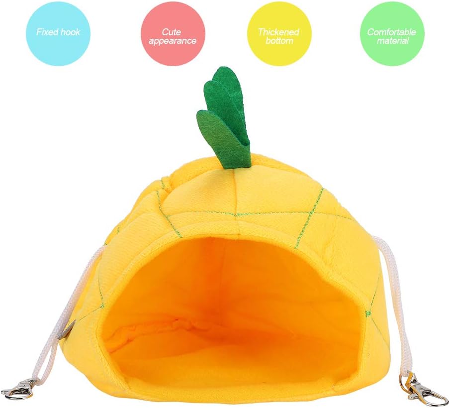 Small Animal Cozy Bed, Cotton Pet Hammock with Thickened Bottom Fixed Hooks for Golden Hamsters Guinea Pigs (Yellow)
