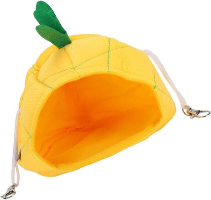 Small Animal Cozy Bed, Cotton Pet Hammock with Thickened Bottom Fixed Hooks for Golden Hamsters Guinea Pigs (Yellow)