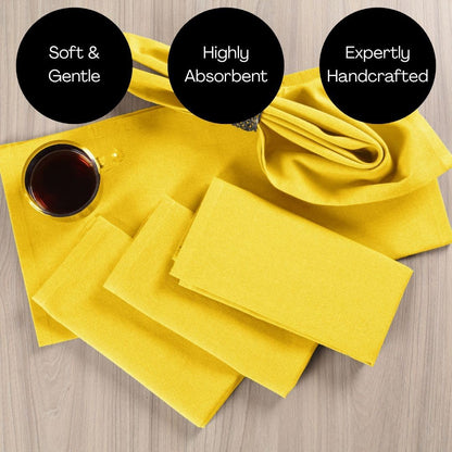 Set of 12 Cotton Cloth Dinner Napkins - Soft Durable Washable - Ideal for Farmhouse Party Wedding Christmas Easter - Perfect Everyday Use Table Linen 17x17 inch Cloth Napkins Yellow