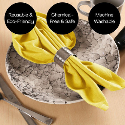 Set of 12 Cotton Cloth Dinner Napkins - Soft Durable Washable - Ideal for Farmhouse Party Wedding Christmas Easter - Perfect Everyday Use Table Linen 17x17 inch Cloth Napkins Yellow
