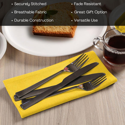 Set of 12 Cotton Cloth Dinner Napkins - Soft Durable Washable - Ideal for Farmhouse Party Wedding Christmas Easter - Perfect Everyday Use Table Linen 17x17 inch Cloth Napkins Yellow
