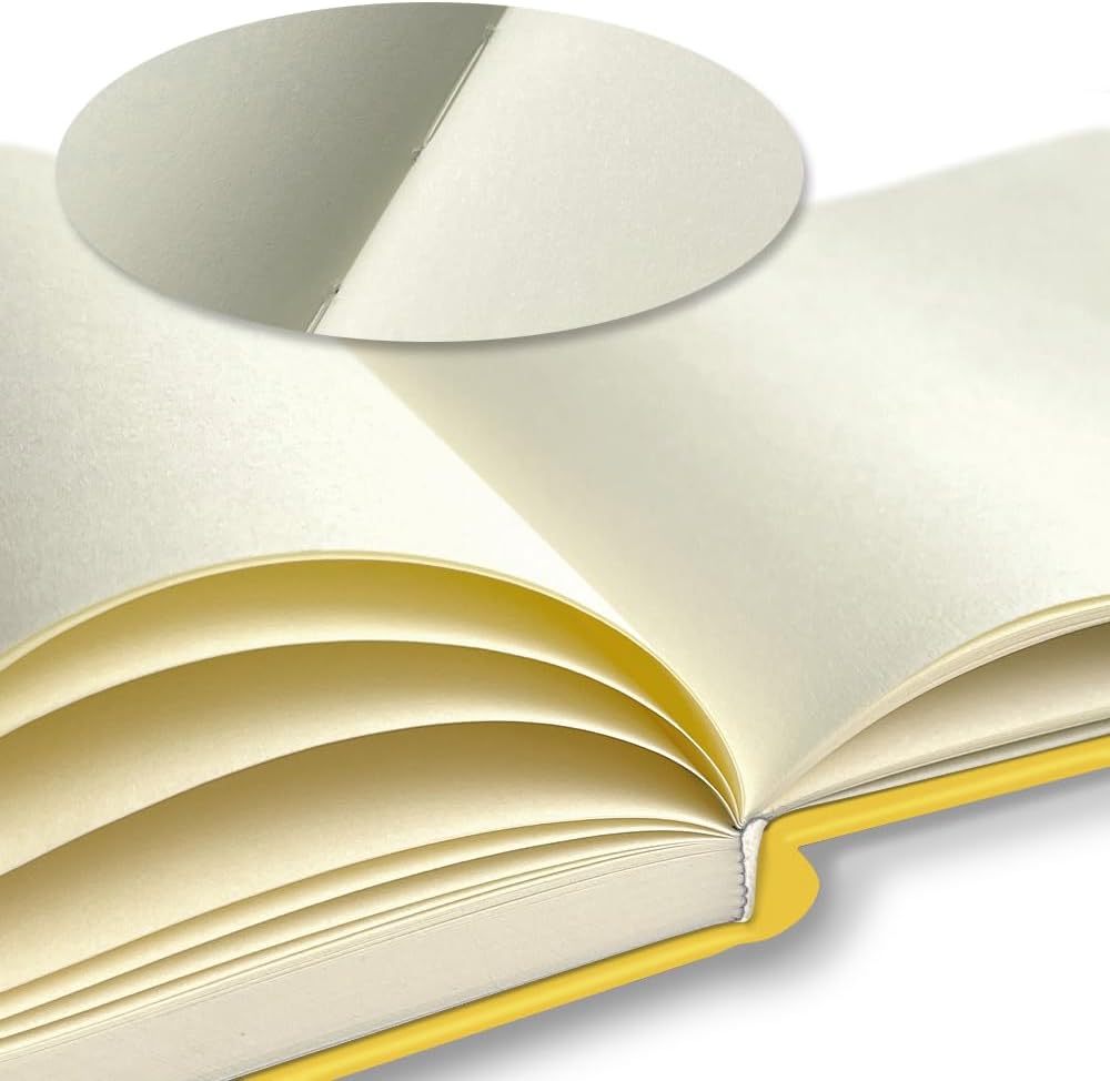 Small Square 5x5 80gsm Mini Notebooks Blank Pages Sketchbooks Travel Journal Pocket Hardcover Paint Writing Notebook Blank Diary Memo Planner Sketchbook PU Leather Cover.Yellow