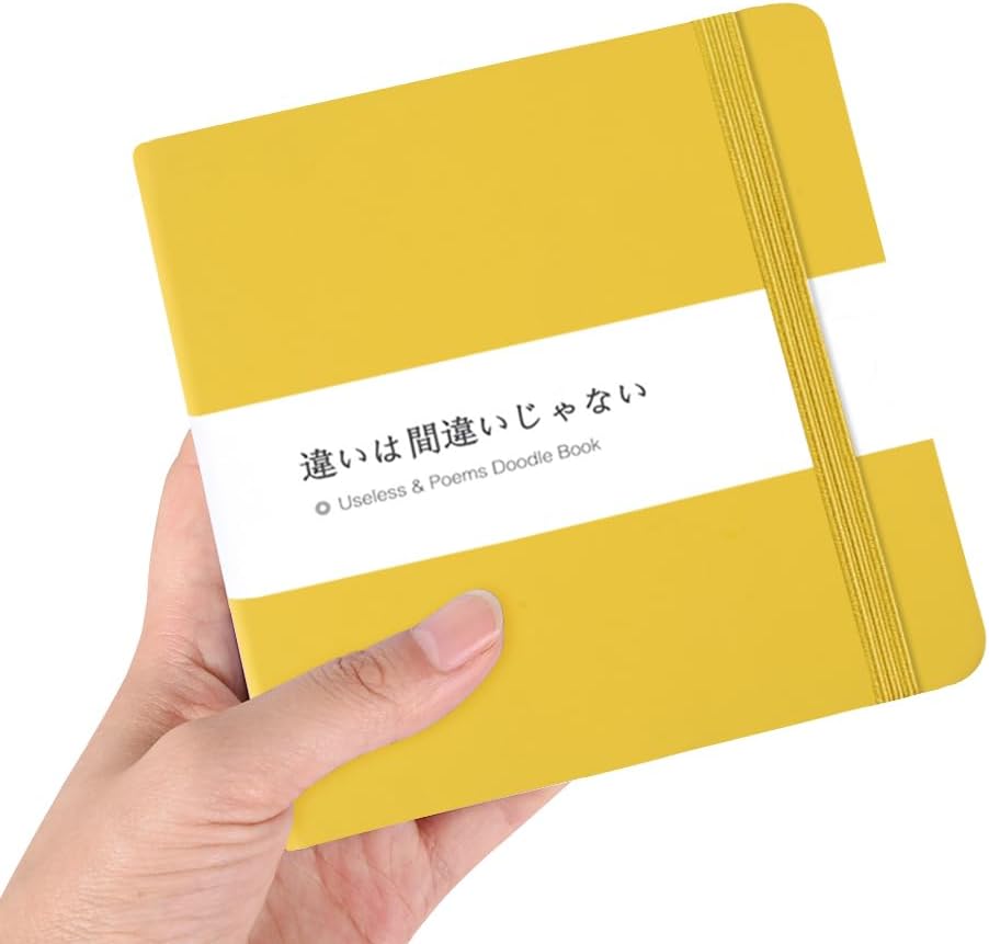 Small Square 5x5 80gsm Mini Notebooks Blank Pages Sketchbooks Travel Journal Pocket Hardcover Paint Writing Notebook Blank Diary Memo Planner Sketchbook PU Leather Cover.Yellow