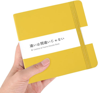 Small Square 5x5 80gsm Mini Notebooks Blank Pages Sketchbooks Travel Journal Pocket Hardcover Paint Writing Notebook Blank Diary Memo Planner Sketchbook PU Leather Cover.Yellow