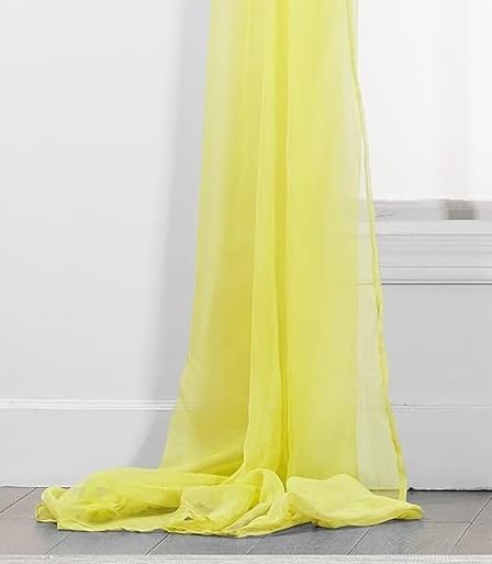 New Window Sheer Scarf Multifunction Voile Valance Window Treatment or Event Decoration Superior Threads (Yellow, Standard - 37" x 216")
