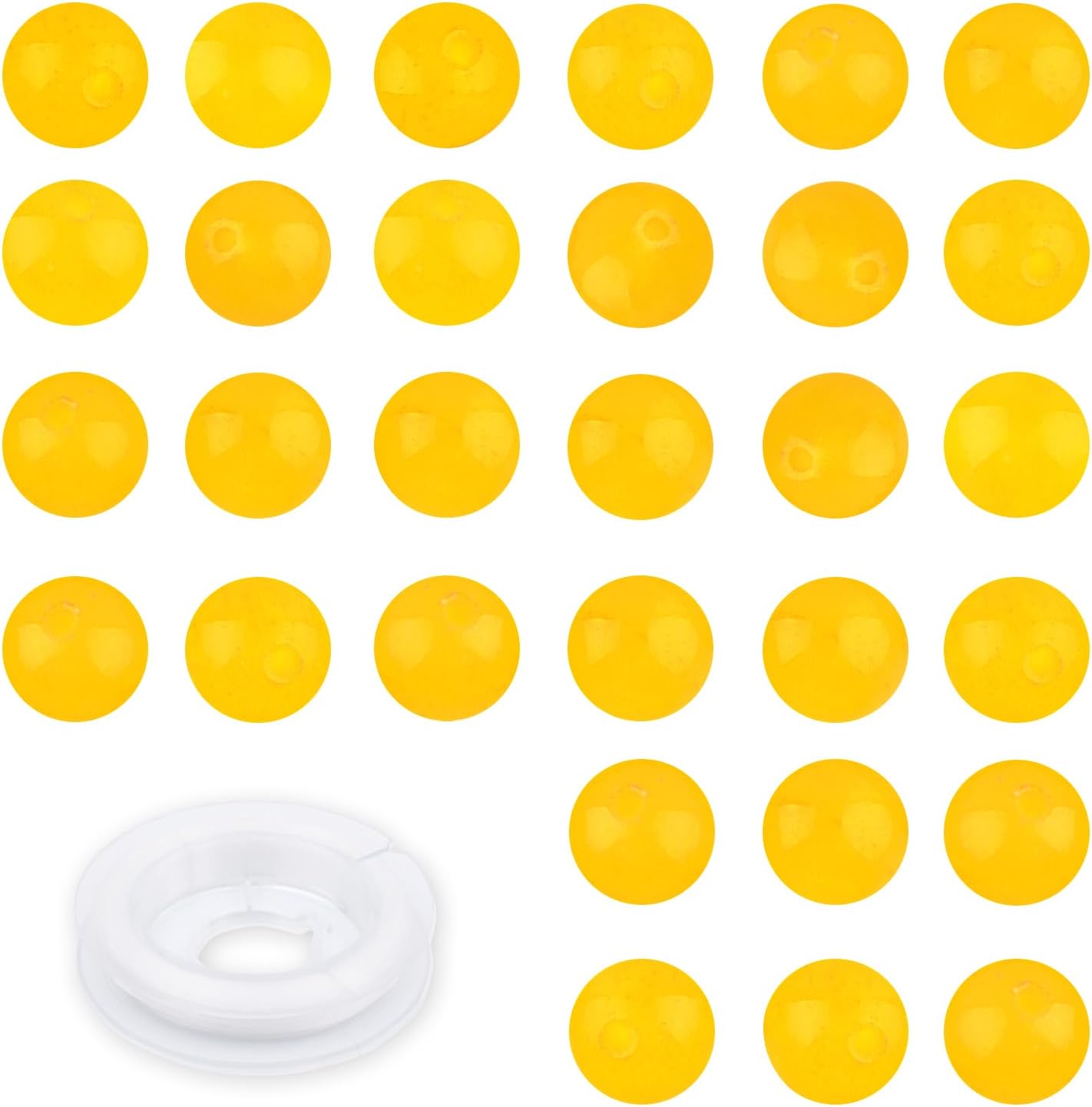 Natural Genuine Stones DIY Tiger Eye Round Spacers 10mm 100pcs Beading Loose Gemstone Hole Size 1mm Charm Smooth Beads for Bracelets Necklaces Earrings (Yellow Jade 10mm)
