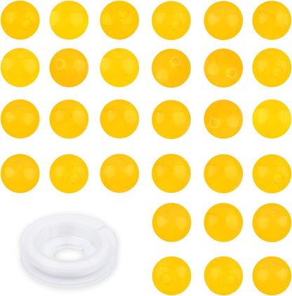 Natural Genuine Stones DIY Tiger Eye Round Spacers 10mm 100pcs Beading Loose Gemstone Hole Size 1mm Charm Smooth Beads for Bracelets Necklaces Earrings (Yellow Jade 10mm)