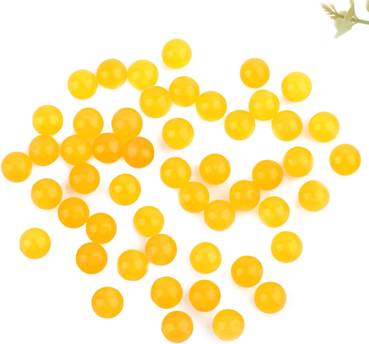 Natural Genuine Stones DIY Tiger Eye Round Spacers 10mm 100pcs Beading Loose Gemstone Hole Size 1mm Charm Smooth Beads for Bracelets Necklaces Earrings (Yellow Jade 10mm)