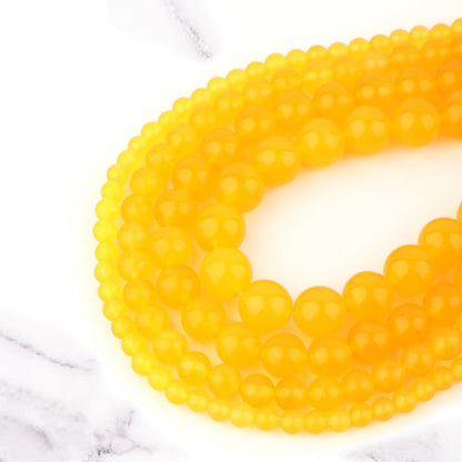 Natural Genuine Stones DIY Tiger Eye Round Spacers 10mm 100pcs Beading Loose Gemstone Hole Size 1mm Charm Smooth Beads for Bracelets Necklaces Earrings (Yellow Jade 10mm)