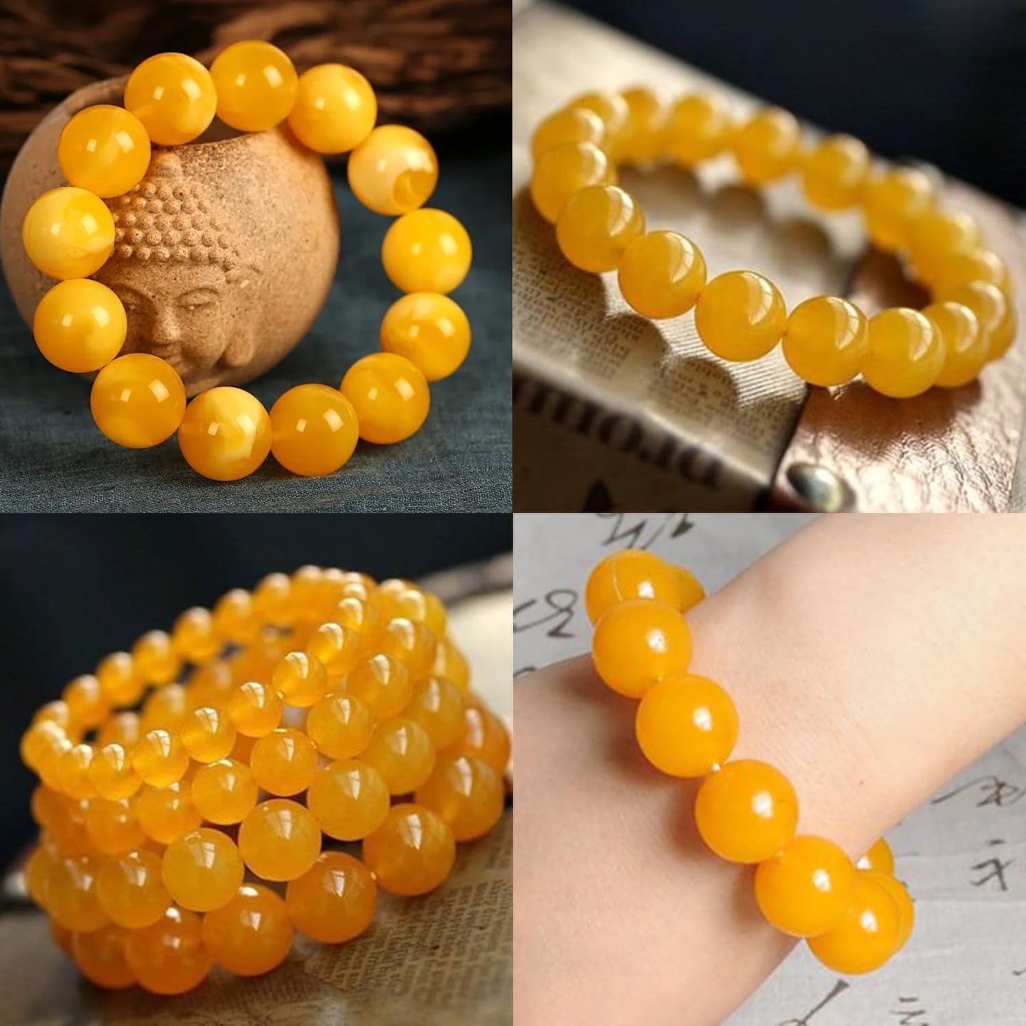 Natural Genuine Stones DIY Tiger Eye Round Spacers 10mm 100pcs Beading Loose Gemstone Hole Size 1mm Charm Smooth Beads for Bracelets Necklaces Earrings (Yellow Jade 10mm)