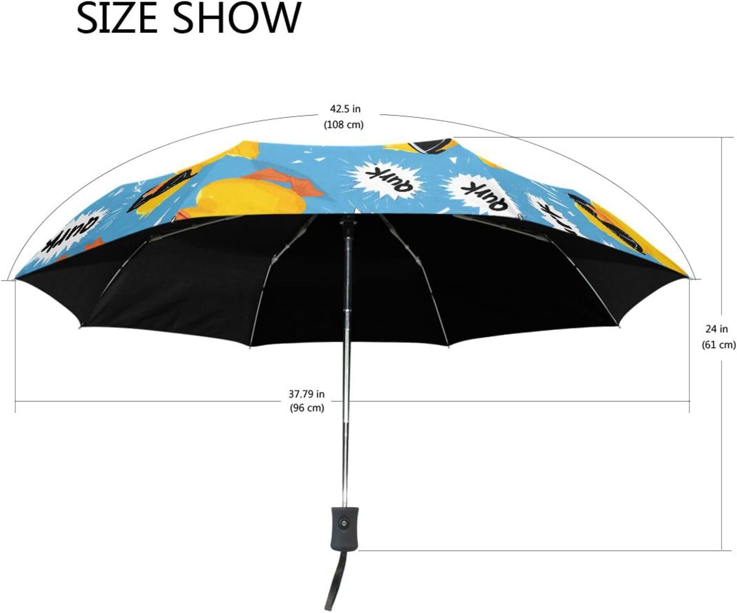 Cool Yellow Ducks Folding Umbrella Auto Open Close Compact travel Umbrella Windproof Waterproof for Rain Sun UV Portable Lightweight Umbrellas for Adults Women Men Large umbrellas