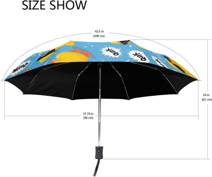 Cool Yellow Ducks Folding Umbrella Auto Open Close Compact travel Umbrella Windproof Waterproof for Rain Sun UV Portable Lightweight Umbrellas for Adults Women Men Large umbrellas