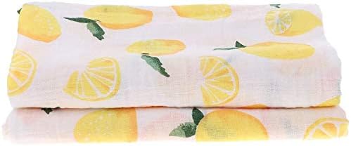 Taotenish Baby Swaddle Blanket Unisex Boys Girls Cotton Muslin Swaddling Blanket Nursing Cover & Burping Cloth - Lemon