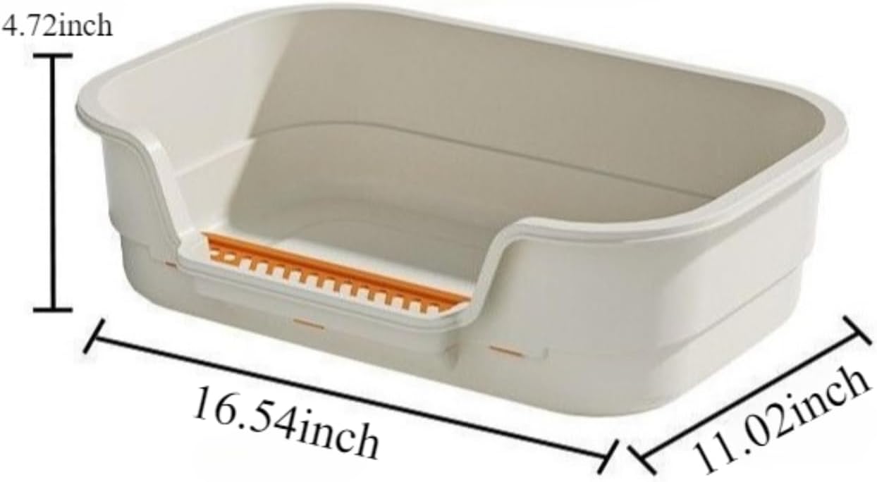 Semi Enclosed Cat Litter Box with High Sides, Low Entry Extra Large Litter Box for Indoor Cats, Senior Cats & Kittens, Easy Clean & Anti-Splashing Pet Potty 16.54''LX11.02''WX4.72''H (Yellow)