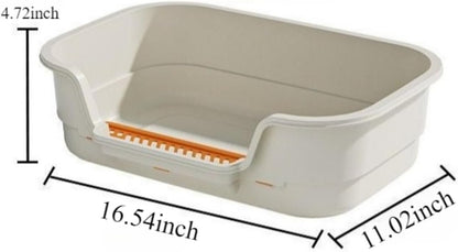 Semi Enclosed Cat Litter Box with High Sides, Low Entry Extra Large Litter Box for Indoor Cats, Senior Cats & Kittens, Easy Clean & Anti-Splashing Pet Potty 16.54''LX11.02''WX4.72''H (Yellow)