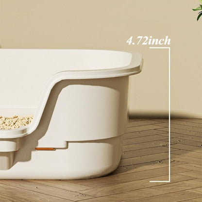 Semi Enclosed Cat Litter Box with High Sides, Low Entry Extra Large Litter Box for Indoor Cats, Senior Cats & Kittens, Easy Clean & Anti-Splashing Pet Potty 16.54''LX11.02''WX4.72''H (Yellow)