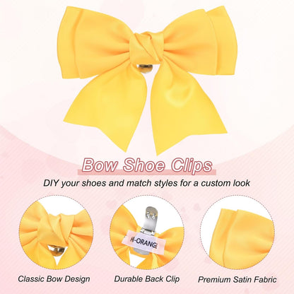 2-Pack Bow Shoe Clips, Satin Elegant Detachable Shoe Buckle Cute Bowknot Shoes Clip Removable for Women/DIY Decor/Wedding
