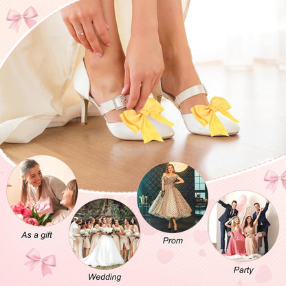 2-Pack Bow Shoe Clips, Satin Elegant Detachable Shoe Buckle Cute Bowknot Shoes Clip Removable for Women/DIY Decor/Wedding