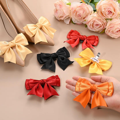 2-Pack Bow Shoe Clips, Satin Elegant Detachable Shoe Buckle Cute Bowknot Shoes Clip Removable for Women/DIY Decor/Wedding