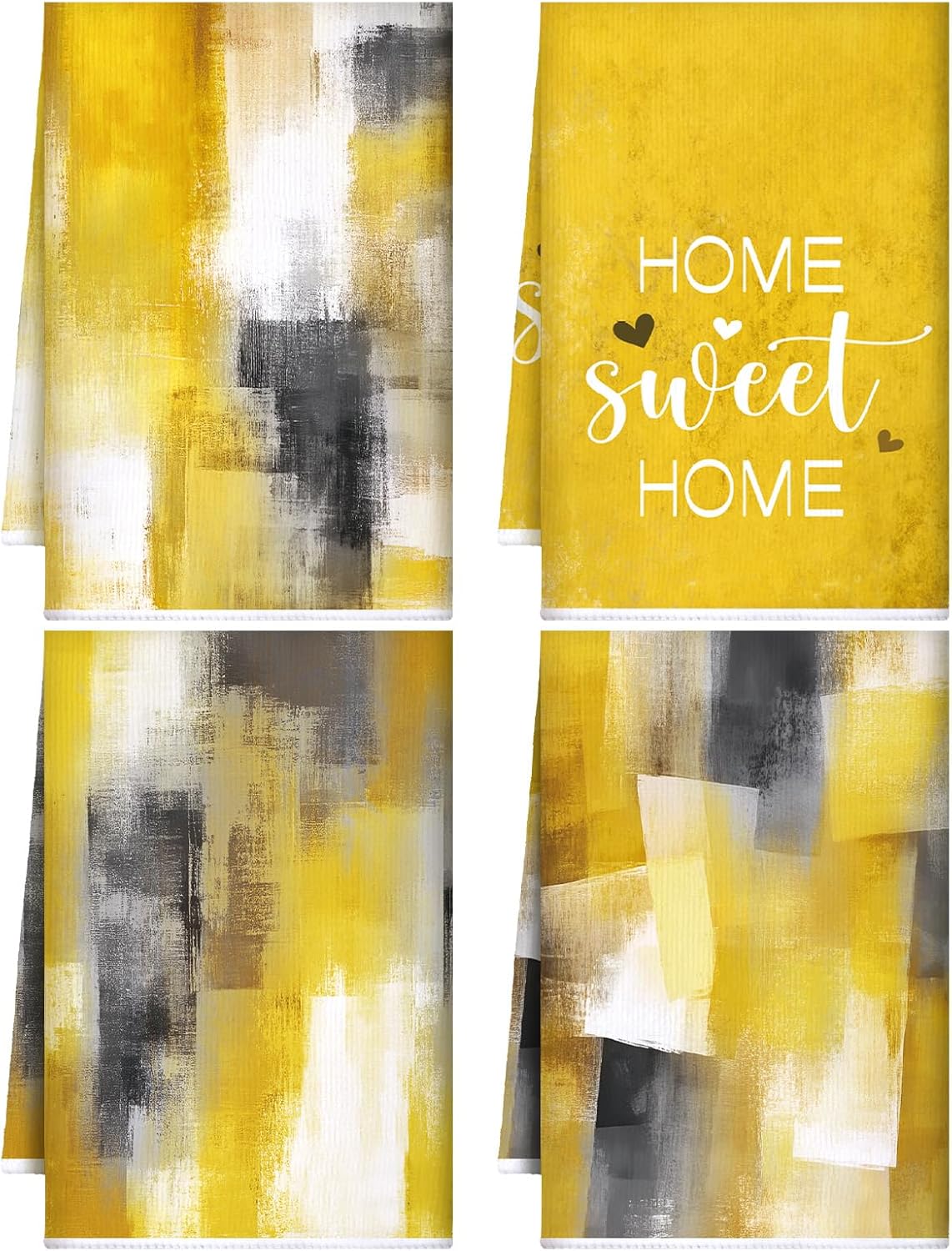 4 Pcs Yellow Kitchen Dish Towels Bathroom Hand Towels Absorbent Farmhouse Washcloths for Summer Bathroom Decor Kitchen Accessories Gifts