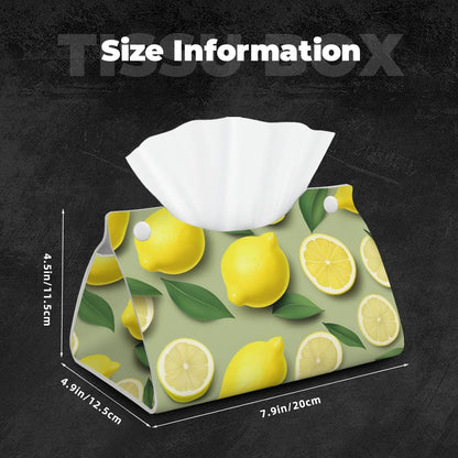 Lemon Tissue Box Cover Holder Rectangle Leather Tissue Cover for Car, Waterproof Tissue Box Holder for Office, Bathroom, Bedroom, Dining Table