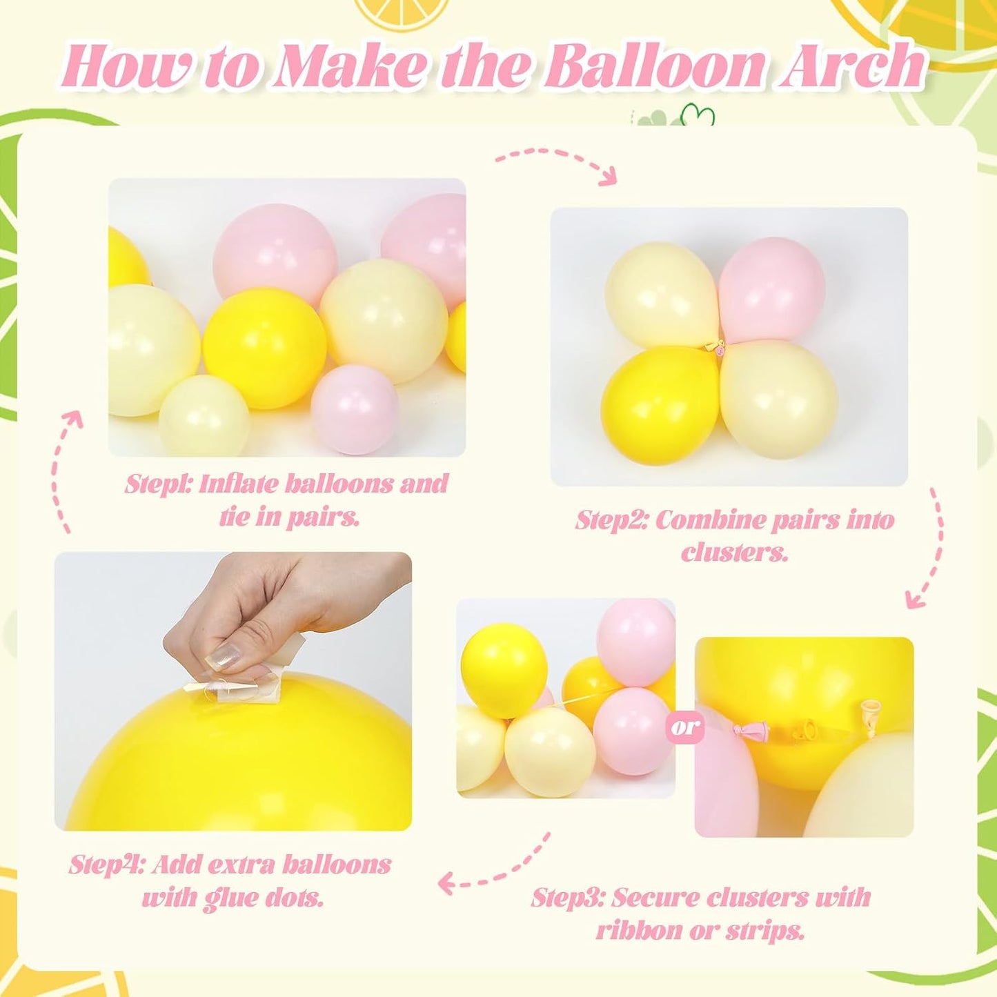 Lemon Balloon Arch Kit with Pastel Yellow Light Pink Foil Balloons | Lemon, Baby Shower, Bridal Shower, Birthday Party Decorations