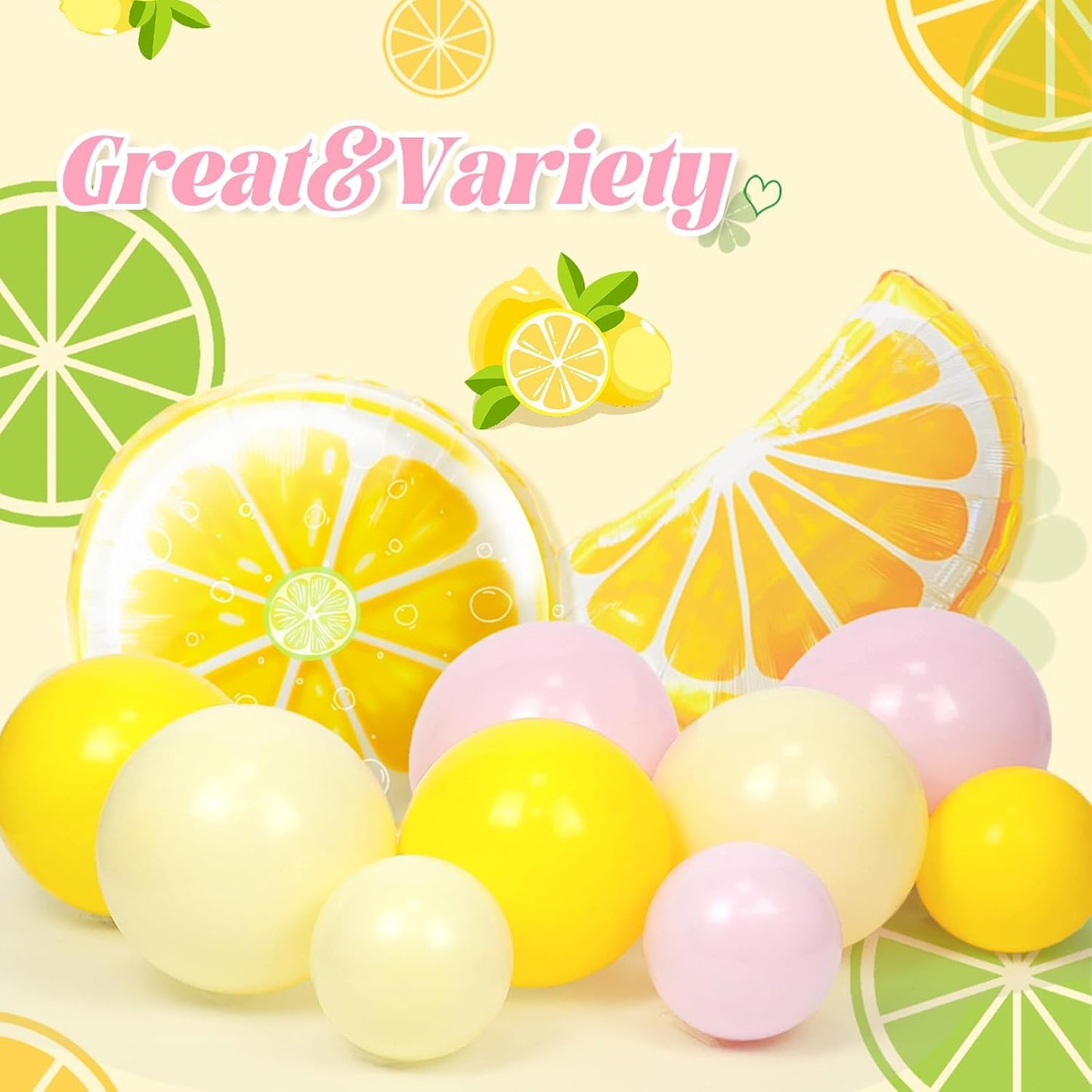 Lemon Balloon Arch Kit with Pastel Yellow Light Pink Foil Balloons | Lemon, Baby Shower, Bridal Shower, Birthday Party Decorations