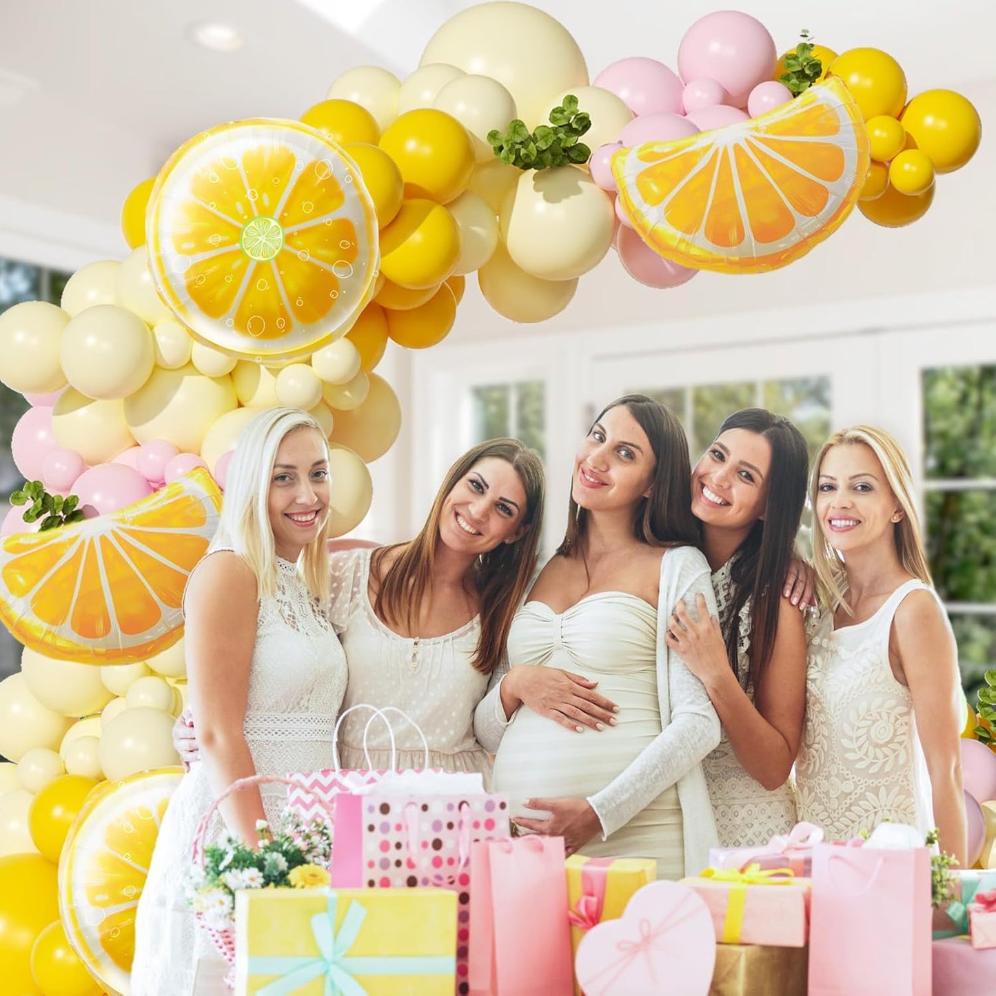 Lemon Balloon Arch Kit with Pastel Yellow Light Pink Foil Balloons | Lemon, Baby Shower, Bridal Shower, Birthday Party Decorations