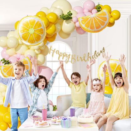 Lemon Balloon Arch Kit with Pastel Yellow Light Pink Foil Balloons | Lemon, Baby Shower, Bridal Shower, Birthday Party Decorations