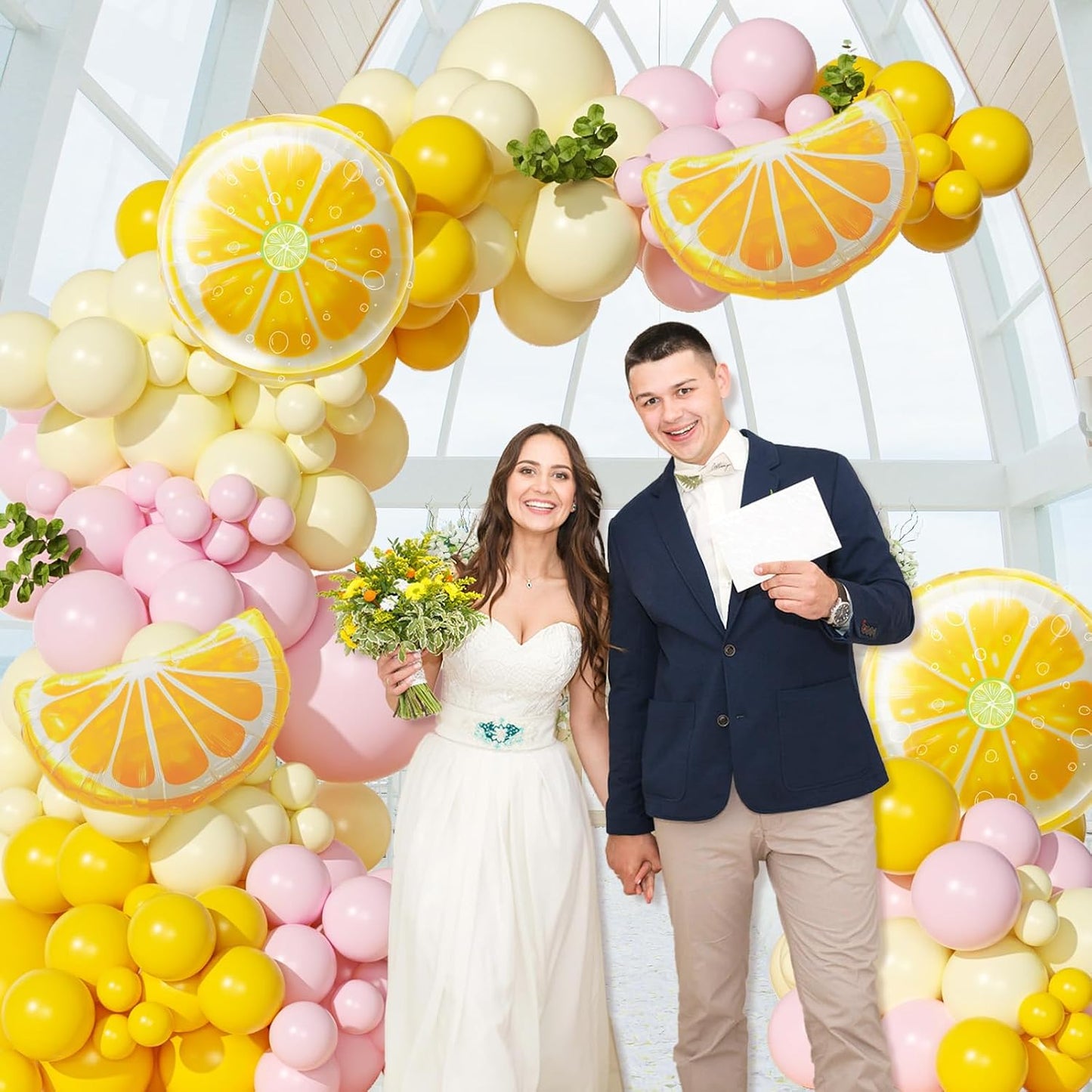 Lemon Balloon Arch Kit with Pastel Yellow Light Pink Foil Balloons | Lemon, Baby Shower, Bridal Shower, Birthday Party Decorations