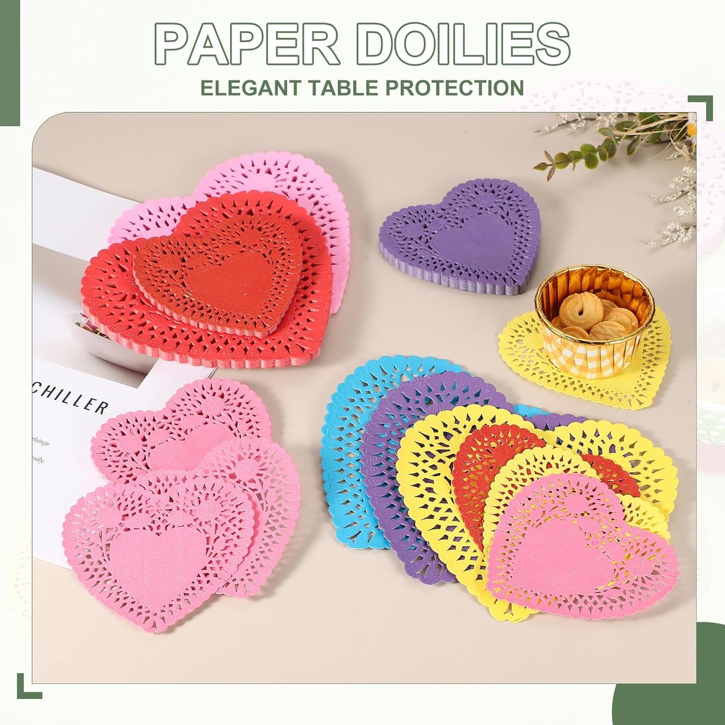 Paper Doilies, Heart Paper Lace Doilies Disposable Placemats Modern Tableware Decorative Bulk -Fitting for (Cakes/Desserts/Baked Grilled Fried Food) 4 Inch & 200 Pack & Yellow