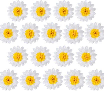 Sunflowers Party Decorations Yellow Tissue Pom Poms Paper Flowers for Classroom Baby Shower Wedding Birthday Party Backdrop Home Decoration, 10 Inch, Pack of 18