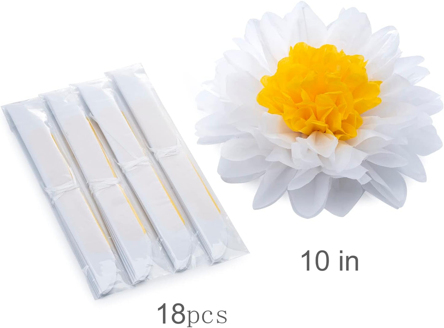 Sunflowers Party Decorations Yellow Tissue Pom Poms Paper Flowers for Classroom Baby Shower Wedding Birthday Party Backdrop Home Decoration, 10 Inch, Pack of 18