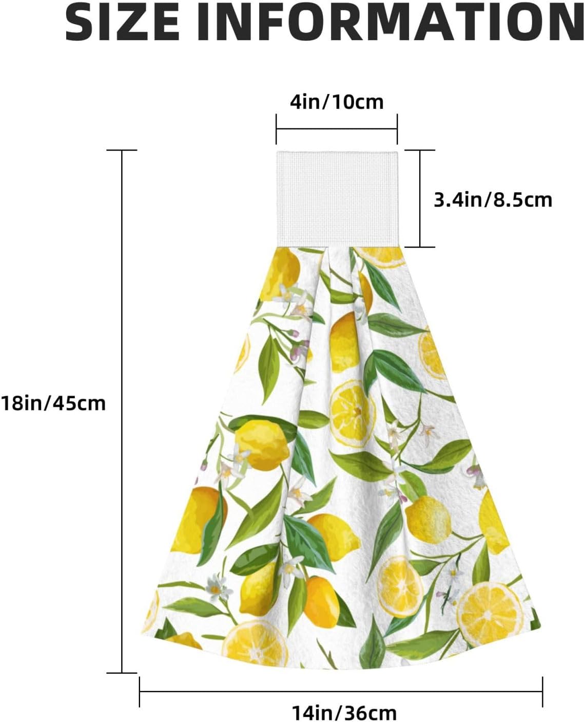 Lemon Kitchen Hand Towels with Loop 2 Pcs Spring Yellow Lemons Floral Leaves Hanging Dish Towels Soft Absorbent Tie Towel Dishcloths for Bathroom Kitchen Washroom 18 x 14 in