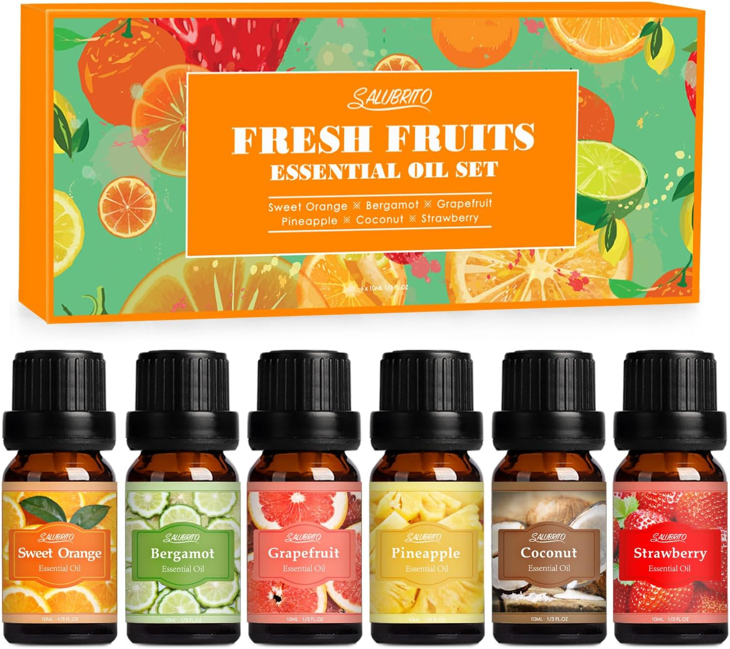 Citrus Essential Oils Set for Diffuser, Fragrance Oil | Sweet Orange, Bergamot, Lemon, Grapefruit, Mandarin Orange, Lime Scented Oil for Soap Making, Candle Making