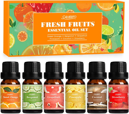 Citrus Essential Oils Set for Diffuser, Fragrance Oil | Sweet Orange, Bergamot, Lemon, Grapefruit, Mandarin Orange, Lime Scented Oil for Soap Making, Candle Making
