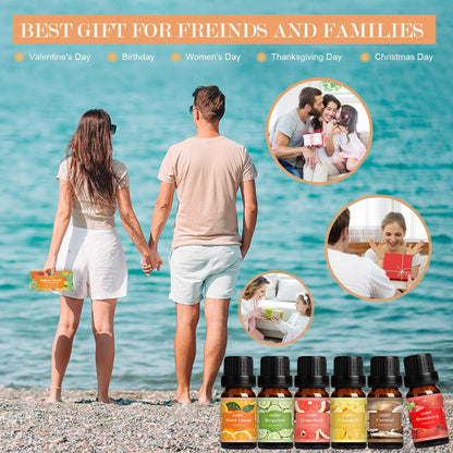 Citrus Essential Oils Set for Diffuser, Fragrance Oil | Sweet Orange, Bergamot, Lemon, Grapefruit, Mandarin Orange, Lime Scented Oil for Soap Making, Candle Making