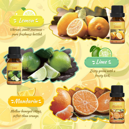Citrus Essential Oils Set for Diffuser, Fragrance Oil | Sweet Orange, Bergamot, Lemon, Grapefruit, Mandarin Orange, Lime Scented Oil for Soap Making, Candle Making