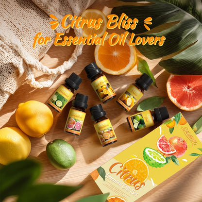 Citrus Essential Oils Set for Diffuser, Fragrance Oil | Sweet Orange, Bergamot, Lemon, Grapefruit, Mandarin Orange, Lime Scented Oil for Soap Making, Candle Making